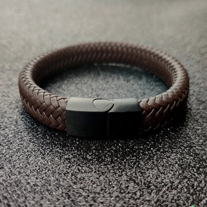 Bracelet en Cuir Tressé 16 Brins - Fermoir Magnétique Acier Inoxydable Unisexe