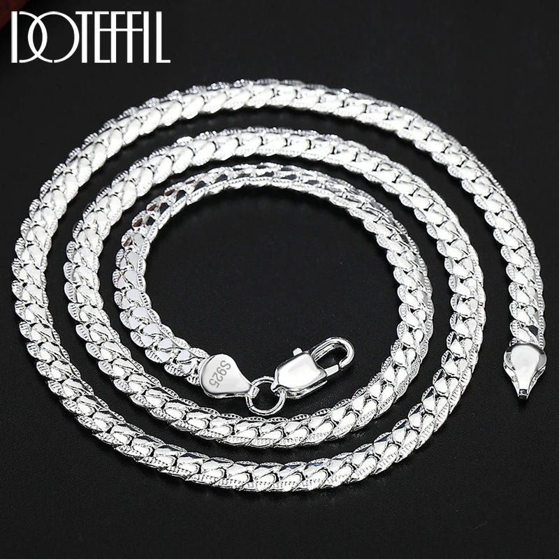 Collier Chaîne Argent Sterling 925 6mm - Bijou Femme Homme 16-24 Pouces