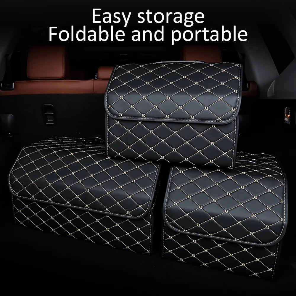 Sac Rangement Coffre Voiture Cuir PU Pliable - Organisateur Auto SUV Compartiments Multiples Résistant Eau