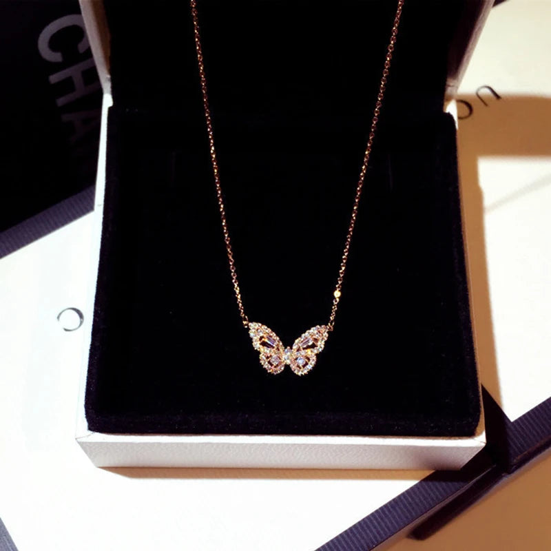 Collier Papillon Zircons AAA Argent 925 – Pendentif Élégant Sweet Femme