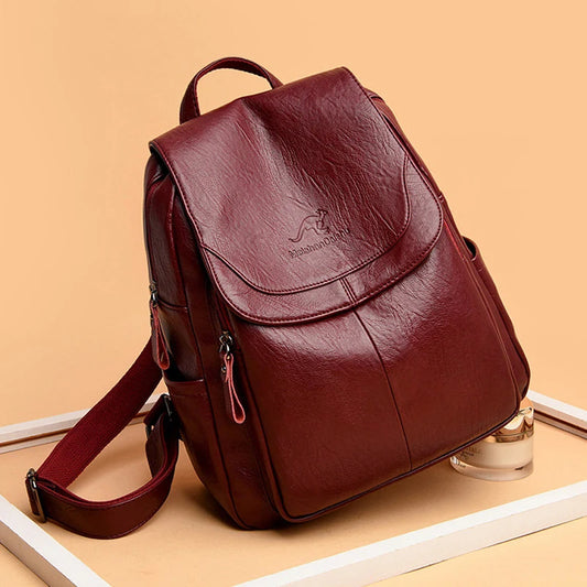 Sac à Dos Femme Cuir Vintage Rétro 2025 - Backpack École Voyage Grande Capacité 9 Couleurs