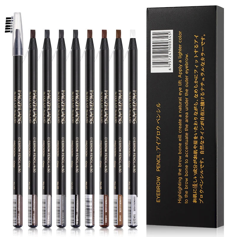 Set 12 Crayons Sourcils Waterproof Longue Tenue HaoZhuang - Eyebrow Pencil Tattoo Naturel Maquillage Professionnel