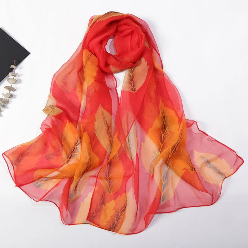 Foulard Écharpe Georgette Dégradé Fleur Femme - Bandana Châle Hijab Été Protection Solaire