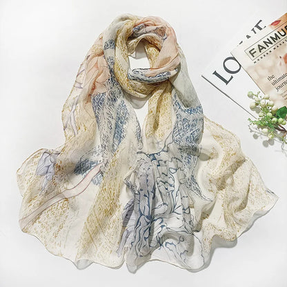Foulard Écharpe Georgette Dégradé Fleur Femme - Bandana Châle Hijab Été Protection Solaire