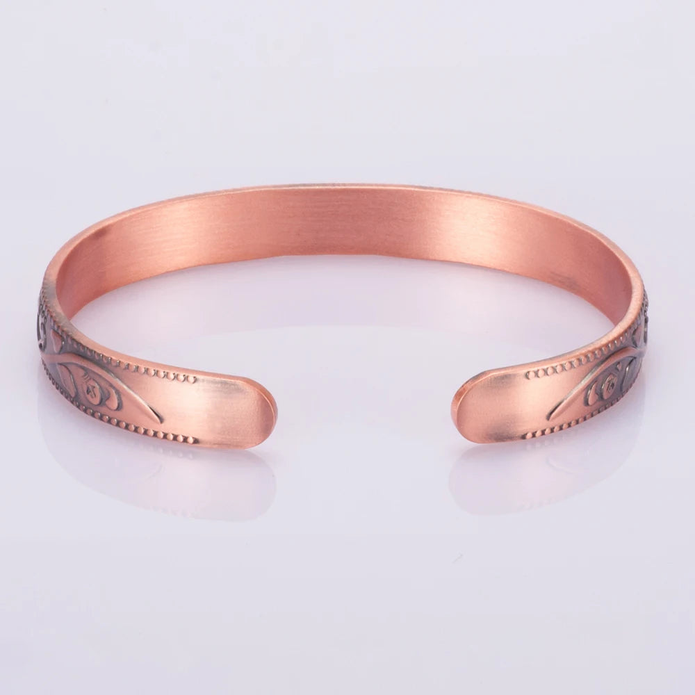 Bracelet Cuivre Pur Magnétique Fleur de Prunier – Thérapie Énergie Femme Vintage