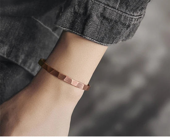 Bracelet Cuivre Pur Fait Main Oxydé Punk – Manchette Sculptée Rustique Unisexe Cadeau