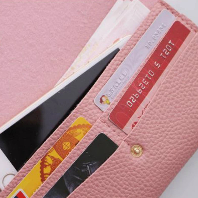Portefeuille Femme Long Coloré Style Coréen - Porte-Cartes Cuir PU avec Fermoir