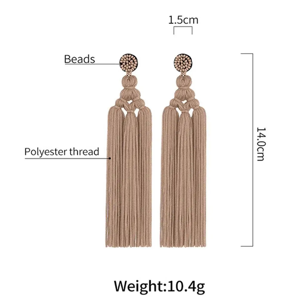 Boucles Oreilles Pompons Multicolores Femme - Pendantes Longues Fil Soirée Fête Bohème
