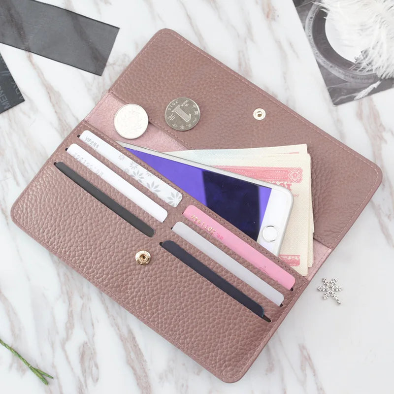 Porte-Cartes Cuir Véritable Femme Slim - Portefeuille Ultra-Mince Porte-Monnaie Cuir Vache
