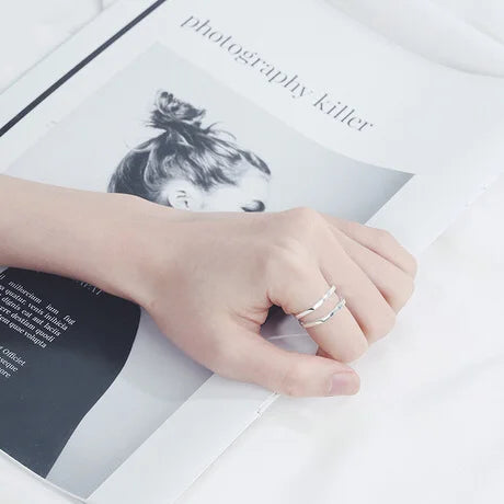 Bague Statement Double Croix X Argent – Alliance Classique Femme