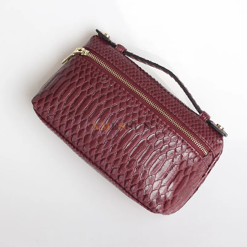 Sac Pochette Femme Cuir Motif Autruche - Clutch Luxe Designer Marron