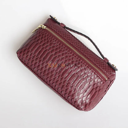 Sac Pochette Femme Cuir Motif Autruche - Clutch Luxe Designer Marron