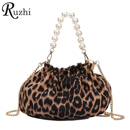 Sac Bandoulière Femme Motif Léopard - Sac Crossbody Chaîne Perles Tendance