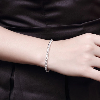 Bracelet Argent Sterling 925 DOTEFFIL Or 24K - Chaîne Serpent 4mm Charm Européen 20cm Femme