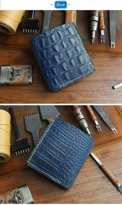 Portefeuille Cuir Véritable Luxe Fait Main Bifold - Porte-Carte Crédit Court Homme Femme Portable