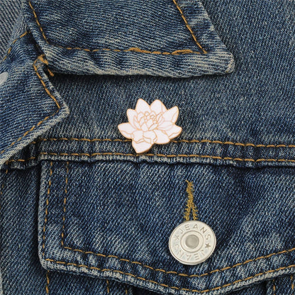 Pin's Émaillé Fleur de Lotus Blanc Bouddhiste – Broche Badge Spirituel Japonais Unisexe