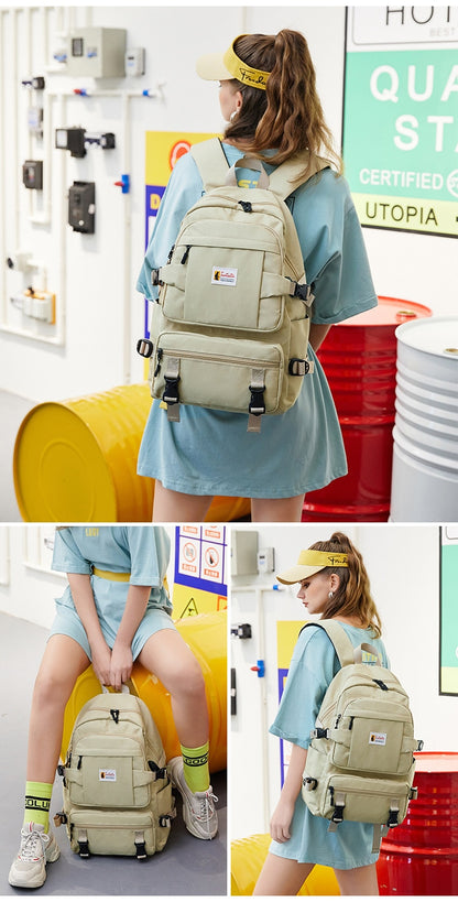 Sac à Dos Scolaire Fille Imperméable Oxford - Cartable Ado Grande Capacité Jaune