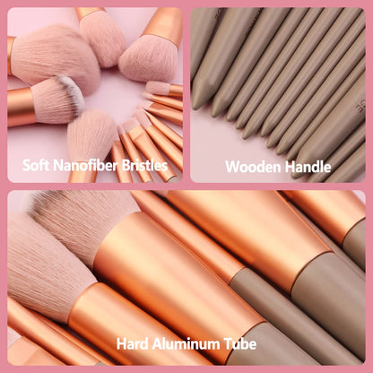 Set Pinceaux Maquillage MAANGE Pro 4/13 Pièces avec Sac - Fond Teint Fard Paupières Eyeliner Cils Professionnel