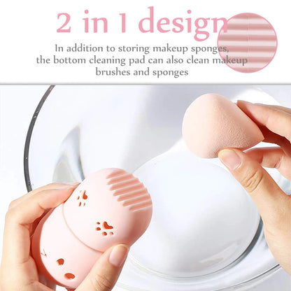 Support Séchage Éponge Maquillage Chaton Silicone - Porte Beauty Blender Hygiénique