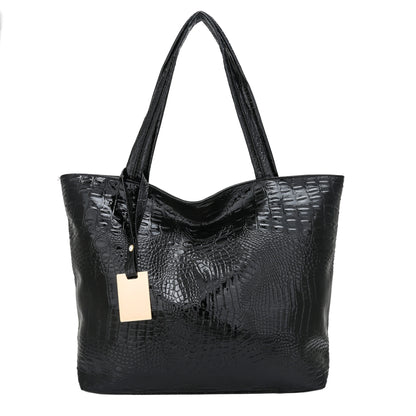 Sac à Main Femme Crocodile PU Cuir - Grand Sac Épaule Tote Bag Élégant