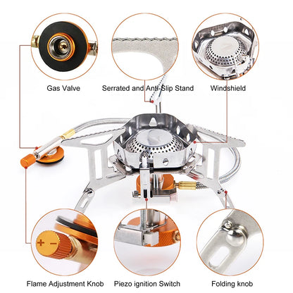 Réchaud Gaz Camping Widesea Coupe-Vent - Brûleur Outdoor Survie Randonnée Portable