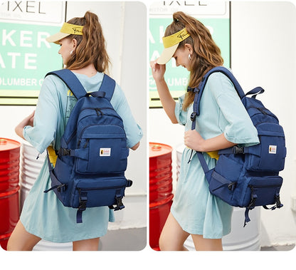 Sac à Dos Scolaire Fille Imperméable Oxford - Cartable Ado Grande Capacité Jaune