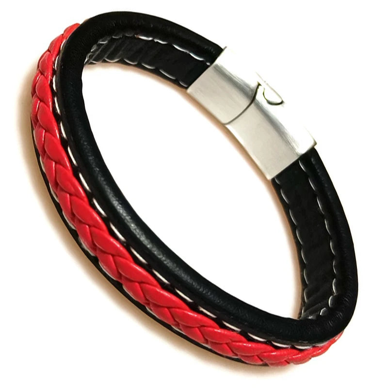 Bracelet Cuir Tressé Wrap Punk – Fermoir Magnétique Caché Acier Inox Femme
