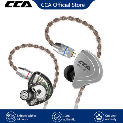 Écouteurs CCA C10 Hybrides 4BA+1DD - Intra-Auriculaires HiFi avec Réduction de Bruit Active