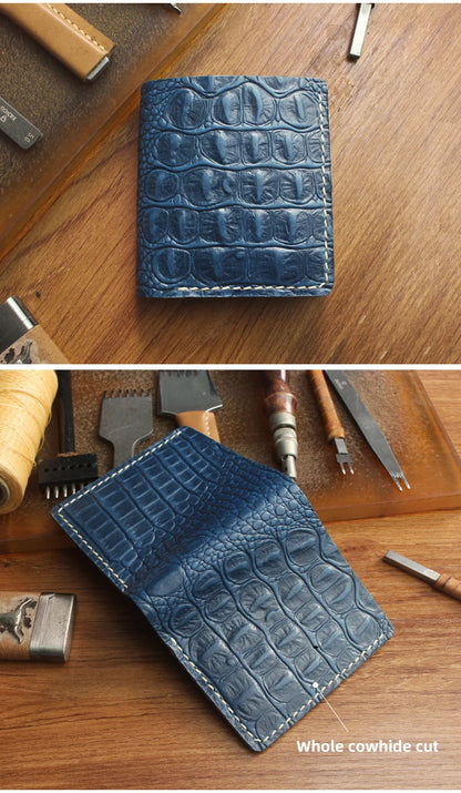 Portefeuille Cuir Véritable Luxe Fait Main Bifold - Porte-Carte Crédit Court Homme Femme Portable