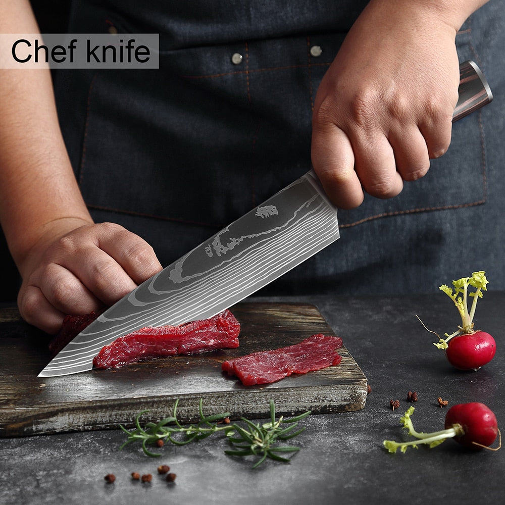 Couteaux de Chef Professionnels 1-10 Pièces - Set Cuisine Acier Inoxydable