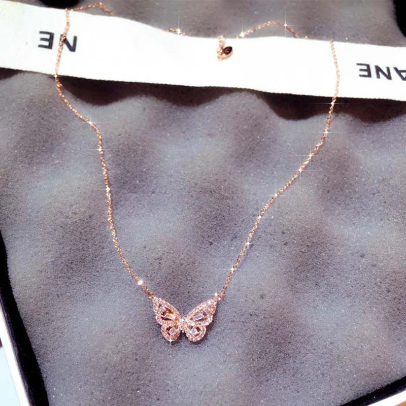 Collier Papillon Zircons AAA Argent 925 – Pendentif Élégant Sweet Femme