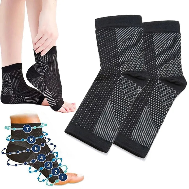 Manchon Compression Pied Anti-Fatigue - Cheville Support Sport Running Basketball - Noir S-M