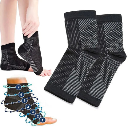 Manchon Compression Pied Anti-Fatigue - Cheville Support Sport Running Basketball - Noir S-M
