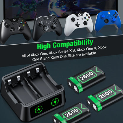 Pack 3 Batteries Rechargeables Xbox Series X S One - 2600mAh Chargeur USB Manette