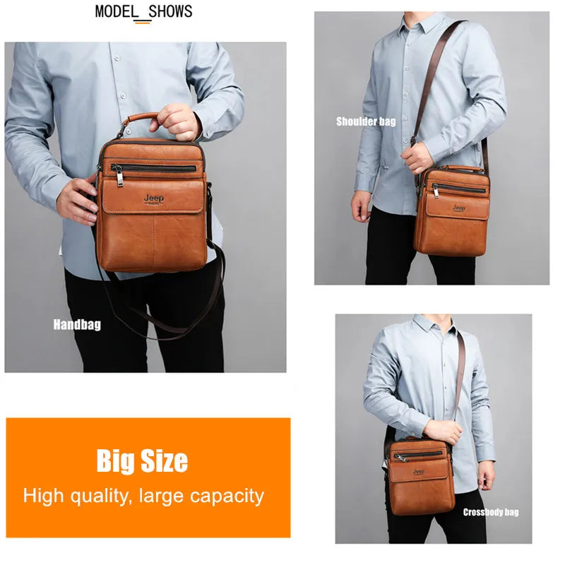 Sac Bandoulière Homme JEEP BULUO Cuir Fendu - Messenger Bag Business Crossbody