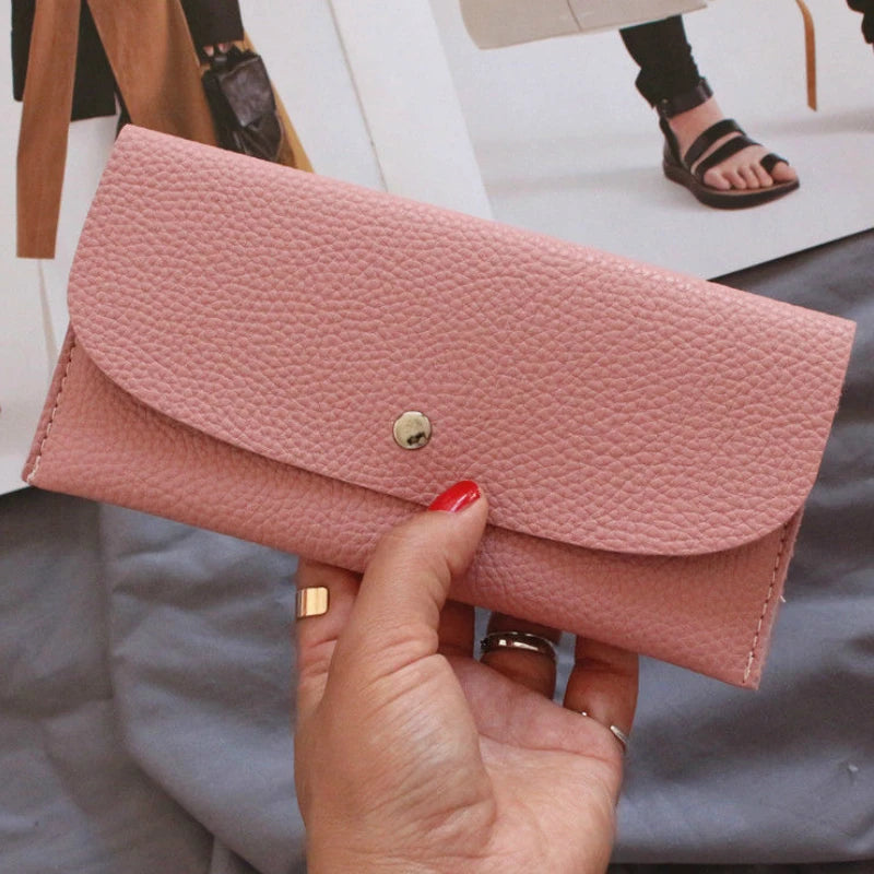 Portefeuille Femme Long Coloré Style Coréen - Porte-Cartes Cuir PU avec Fermoir