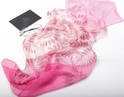 Foulard Écharpe Georgette Dégradé Fleur Femme - Bandana Châle Hijab Été Protection Solaire
