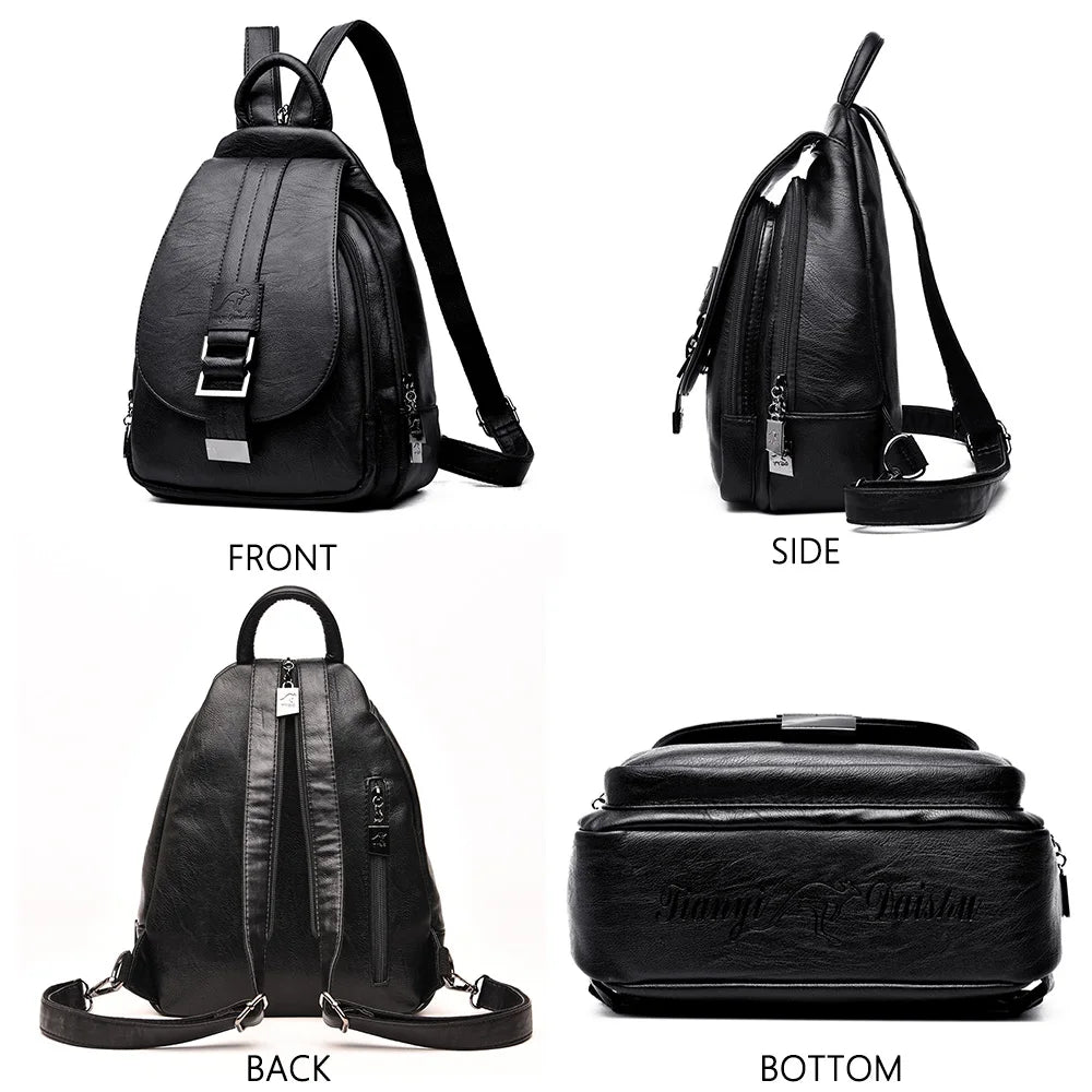Sac à Dos Femme Cuir Designer 2025 - Backpack Rétro École Voyage Filles
