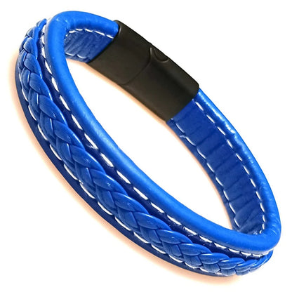 Bracelet Cuir Tressé Wrap Punk – Fermoir Magnétique Caché Acier Inox Femme