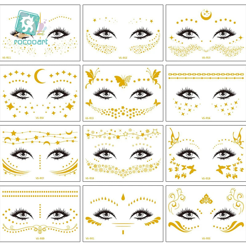 Tatouage Temporaire Métallique Flash Waterproof Or Argent - Fausses Taches Rousseur Visage Festival Carnaval Party