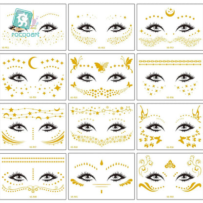 Tatouage Temporaire Métallique Flash Waterproof Or Argent - Fausses Taches Rousseur Visage Festival Carnaval Party