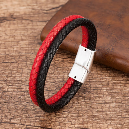 Bracelet Cuir Véritable Multicouche Charm Homme – Aimant Blanc 9 Coloris