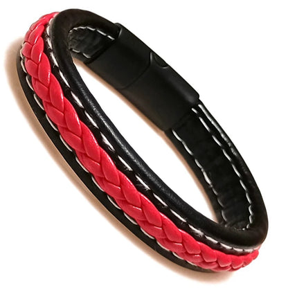 Bracelet Cuir Tressé Wrap Punk – Fermoir Magnétique Caché Acier Inox Femme