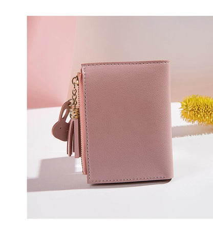 Portefeuille Femme Pliable Cuir PU - Porte-Cartes Portable avec Porte-Monnaie