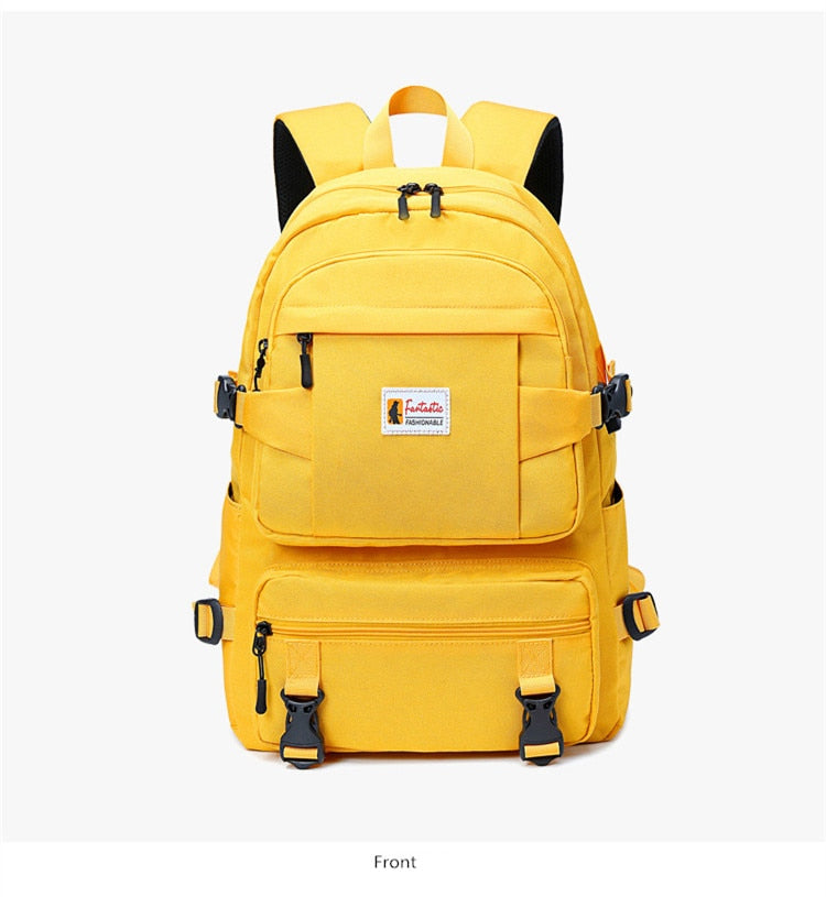 Sac à Dos Scolaire Fille Imperméable Oxford - Cartable Ado Grande Capacité Jaune