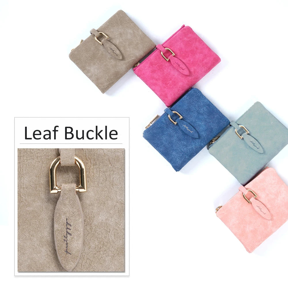 Portefeuille Femme Court Vintage Cuir PU Bouton Pression - Clutch Petit Porte-Monnaie Mat Fashion 2026
