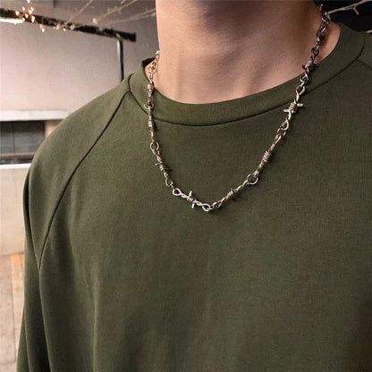Bracelet Fil Barbelé Punk Gothique – Chaîne Métal Unisexe Hip-Hop