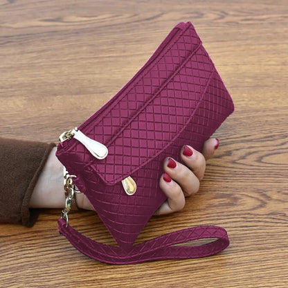 Portefeuille Femme Cuir PU Violet - Clutch avec Étui Téléphone et Porte-Cartes Intégré