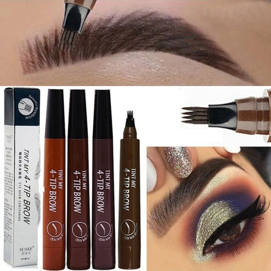 Waterproof Microblading Eyebrow Pencil with 4 Tips - Long-Lasting Eyebrow Tattoo Pen