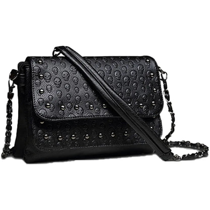 Sac Bandoulière Skull JIEROTYX Cuir - Petit Sac Épaule Tête de Mort Chaîne Luxe Femme